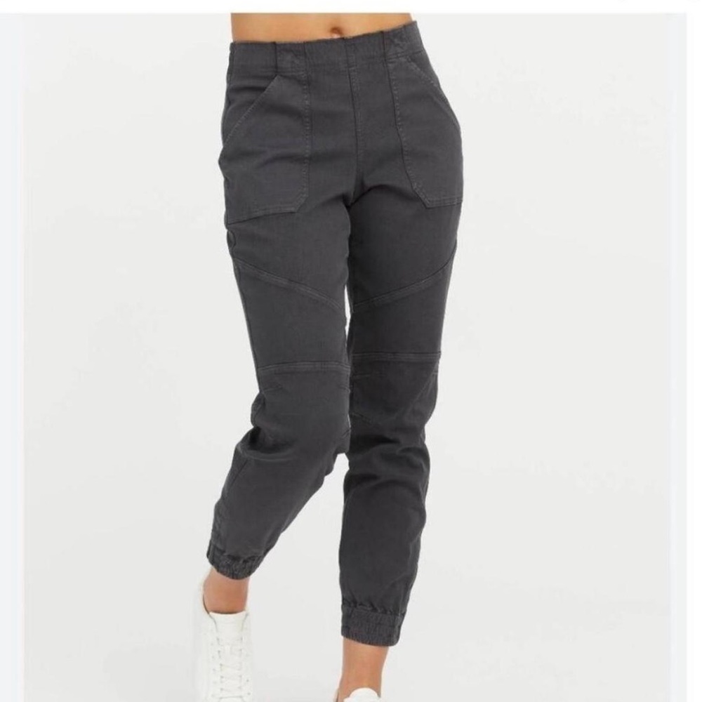 Spanx Black cargo joggers with zip-up hem
